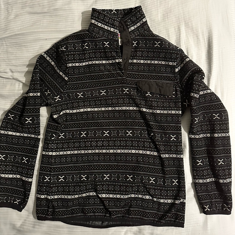 Jachs Black and White Fleece with Nordic Pattern